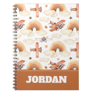 Carnet Cute aquarelle Rainbow Motif d'avion