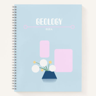Carnet Cute baby blue notebook with geometric flowers 
