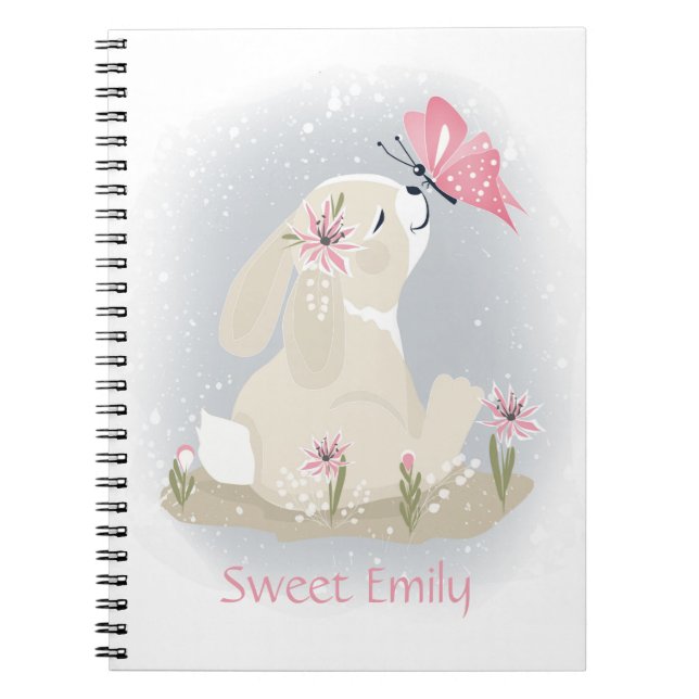 Carnet Cute baby Bunny et butterfly. (Devant)