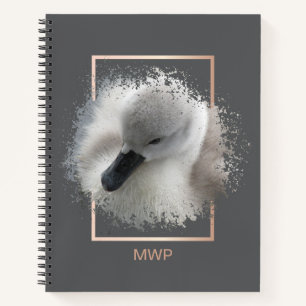Carnet Cute Baby Mute Swan Gris Abstrait