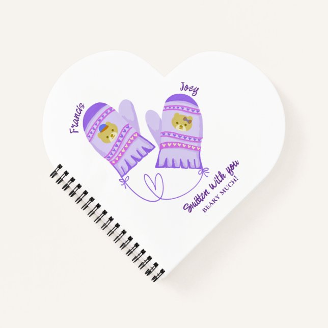 Carnet Cute Bear Mittens Personalized Valentines Day Gift (Devant)