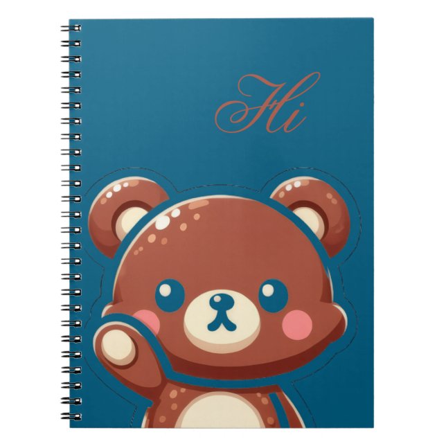 Carnet Cute Bear Spiral Notebook – Teal Blue Teddy Bear (Devant)
