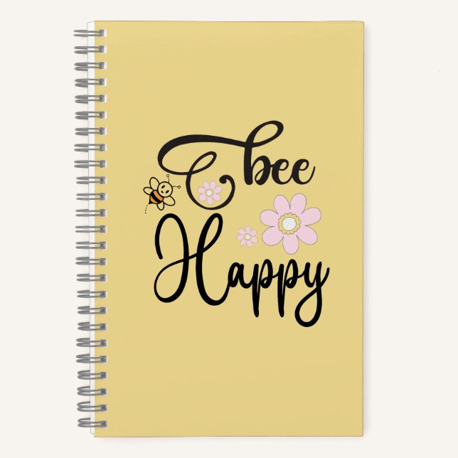 Carnet Cute Bee & Pink Daisy Floral Spiral Notebook | Kaw (Recto)
