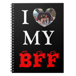 Carnet Cute Black Red Heart Photo BFF