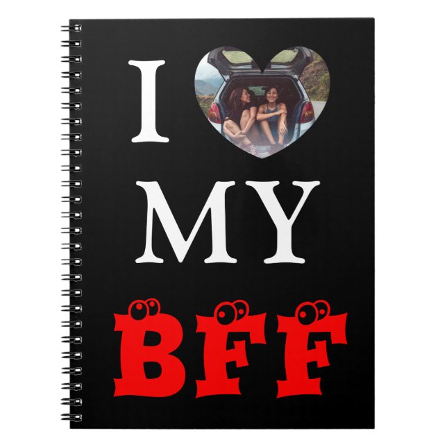 Carnet Cute Black Red Heart Photo BFF (Devant)
