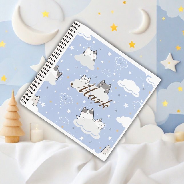 Carnet Cute bleu Motif Kitten Cloud (Créateur téléchargé)