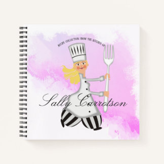 Carnet Cute blonde chef fille personnalisée recettes de l