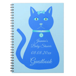 Carnet Cute Blue Baby Boy Chat Baby shower personnalisé