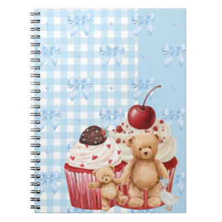 Carnet Cute Blue Gingham Teddy Bear & Ribbon