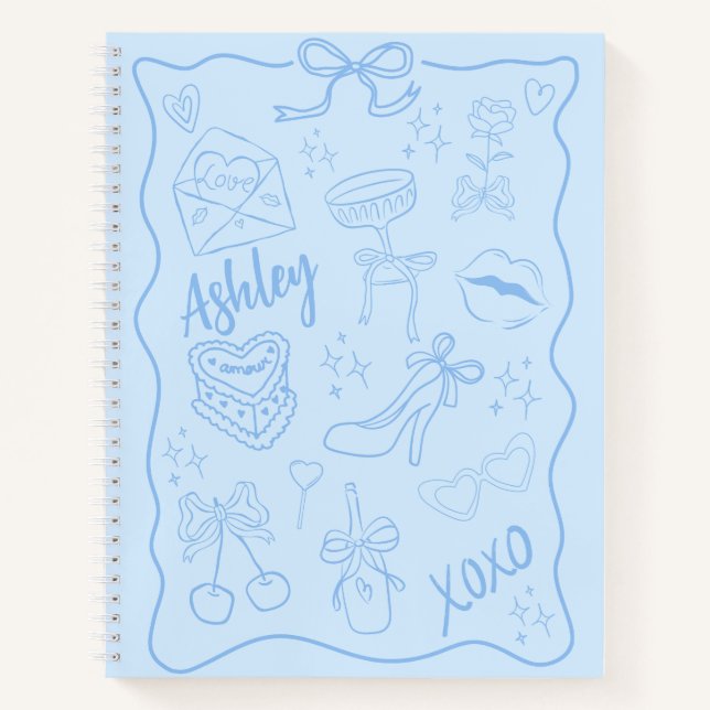Carnet Cute Blue Girly tendance (Devant)