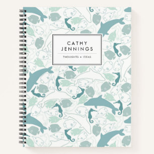 Carnet Cute Blue Sea Marine Animaux Dauphin Poisson Seaho
