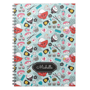 Carnet Cute Blue Sushi Pattern