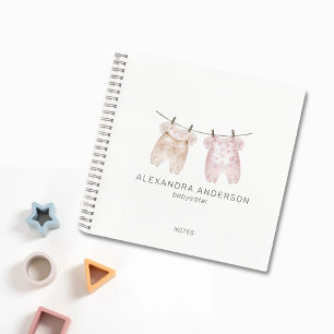 Carnet Cute Boho Vêtements bébé Aquarelle Babysitter