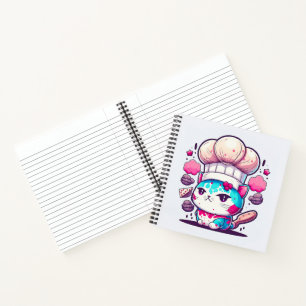 Carnet Cute boulangère Chef Chat Kitten avec pain  