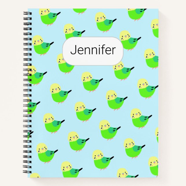 Carnet Cute Budgie Parakeet Lover Cadeau Nom personnalisé (Devant)