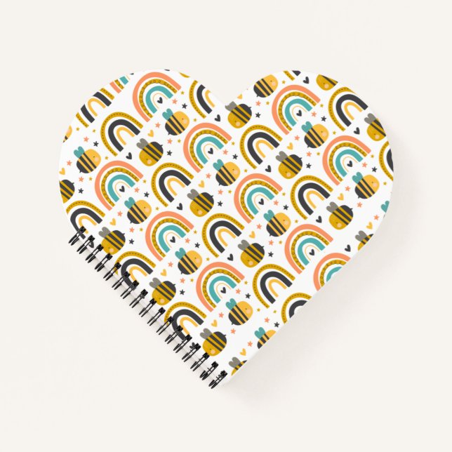 Carnet Cute Bumble Bee et Rainbows Motif (Devant)