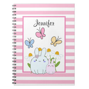 Carnet Cute Bunnies avec marguerites et papillons
