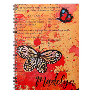 Carnet Cute Butterfly Watercolor Vintage Boho Ajouter un 