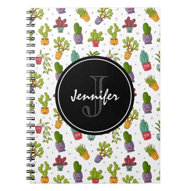 Carnet Cute Cactus Nature Succulents Pattern (Devant)