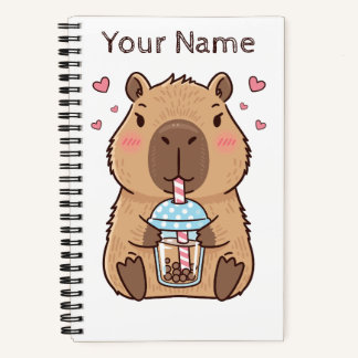 Carnet Cute Capybara Siroter Du Boba Tea