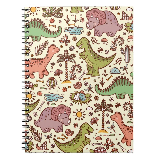 Carnet Cute Cartoon Dinosaur Motif Vintage (Devant)