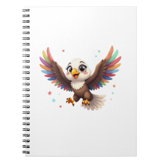 Carnet Cute Cartoon Eagle Flying – Friendly Vector Art (Devant)