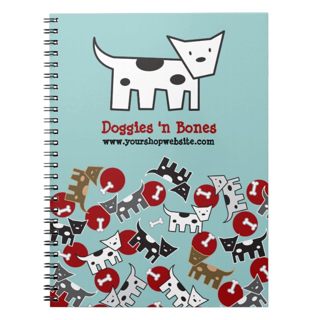 Carnet Cute Cartoon Spotted Doggies & Bones Pet Notebook (Devant)