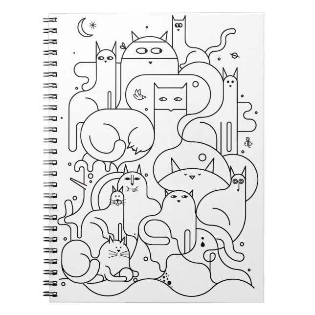Carnet Cute Cat Line Art Coloring Notebook (Devant)
