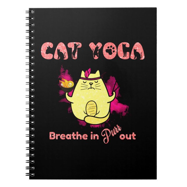 Carnet Cute Cat Yoga - "Respirer, Purr Out" (Devant)