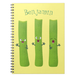 Carnet Cute céleri bâtons trio caricature légumes