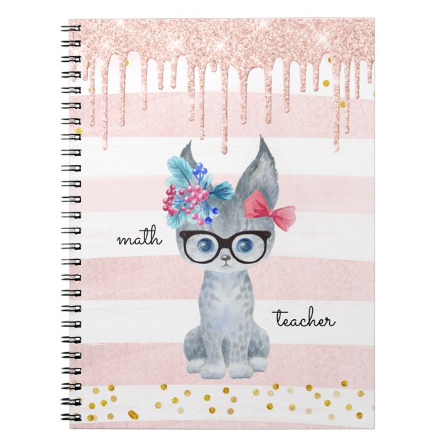 Carnet Cute Chat avec lunettes Math Ordinateur portable e (Devant)