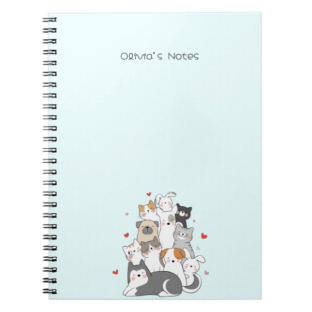 Carnet Cute Chat Kitten dégradé coloré Personnalisé (Devant)
