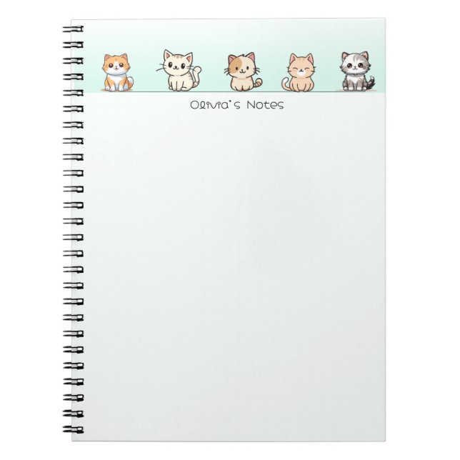 Carnet Cute Chat Kitten dégradé coloré Personnalisé (Devant)
