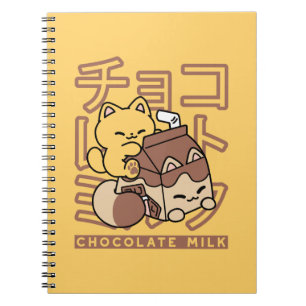 Carnet Cute Chat Riding Chocolat Lait Carton Kawaii Art
