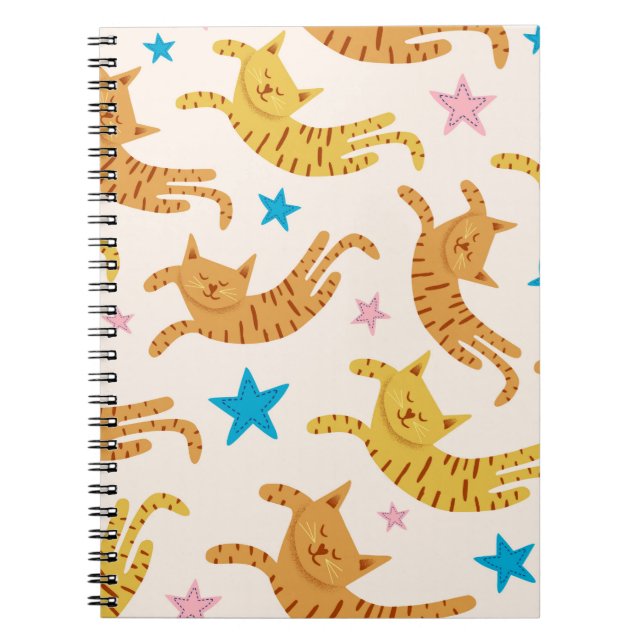 Carnet Cute chats sans soudure motif avec étoiles drague  (Devant)