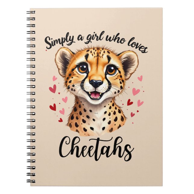 Carnet Cute Cheetah Lover Faune Art avec accents de coeur (Devant)