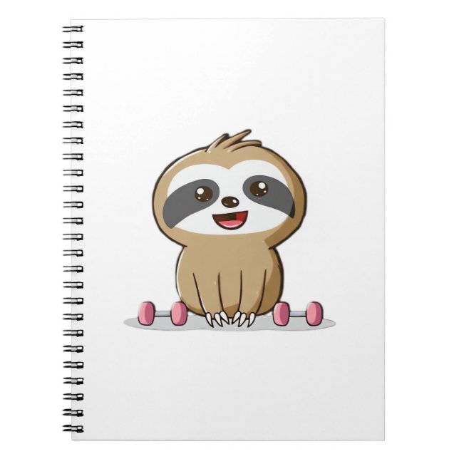 Carnet Cute Chibi Sloth Exercice � Funny Kawaii Gym Anima (Devant)