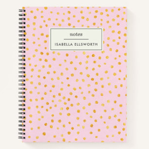 Carnet Cute Chic Pink Gold Polka Point Personnalisé