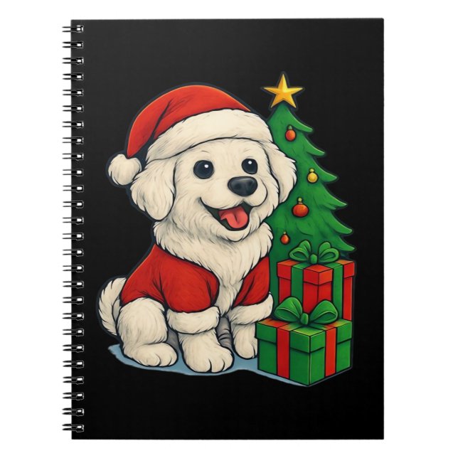 Carnet Cute Christmas Dog, Santa Hat Dog, With Christmas  (Devant)