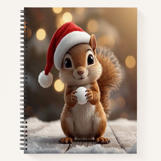Carnet Cute Christmas Squirrel Deluxe Spiral Notebook (Devant)