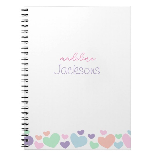 Carnet Cute Colorful Heart Purple Girly Script (Devant)