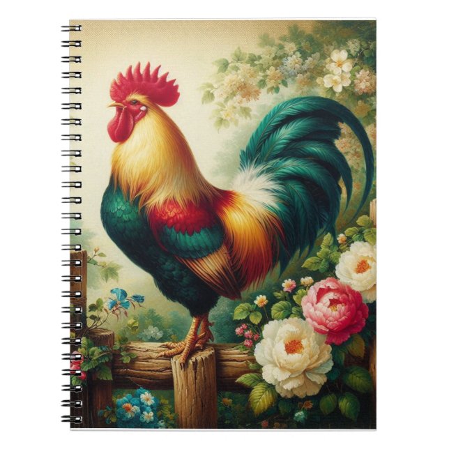 Carnet Cute coq rustique/vintage (Devant)