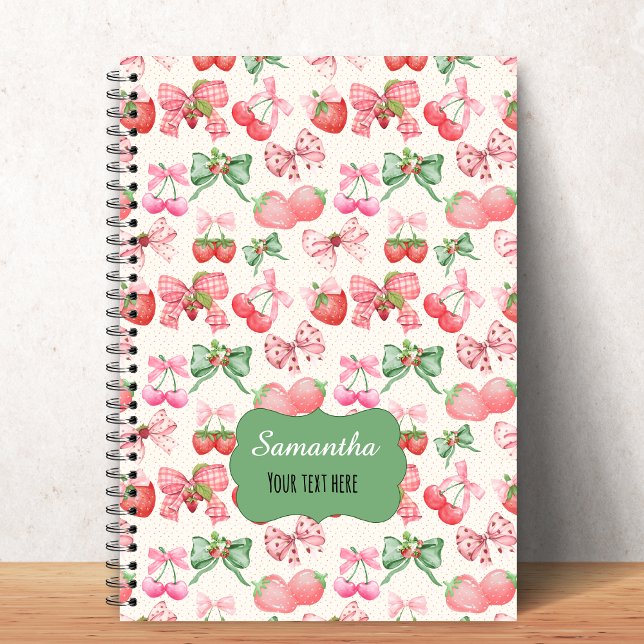 Carnet Cute Coquette aesthetic girly strawberry pattern (Créateur téléchargé)