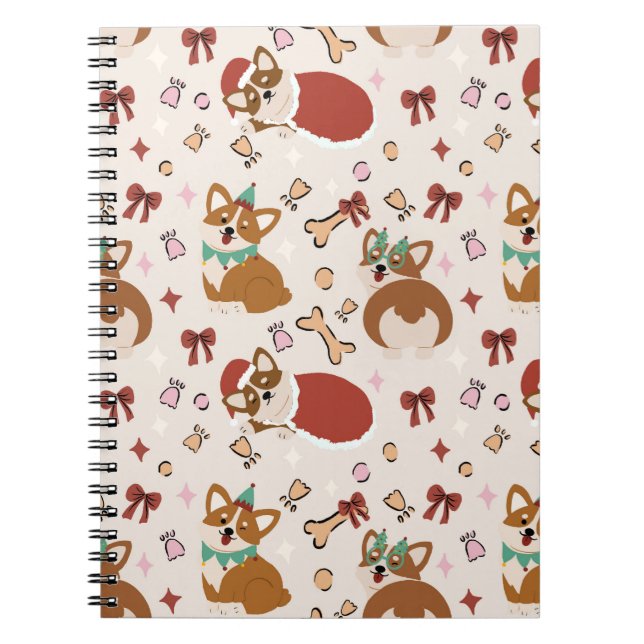 Carnet Cute Corgi Christmas Holiday Seamless Pattern (Devant)