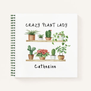 Carnet Cute Crazy Plante Lady Aquarelle Plantes Personnal