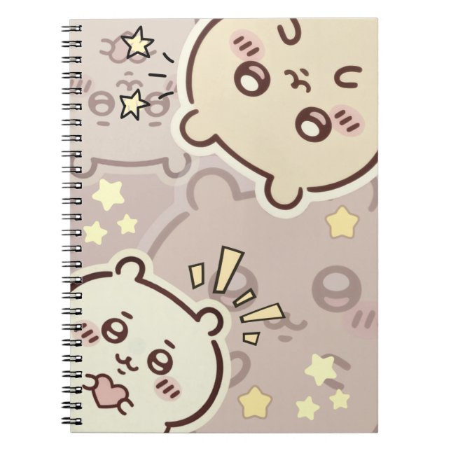 Carnet Cute Cream Bear Pattern Spiral Notebook - Minimali (Devant)