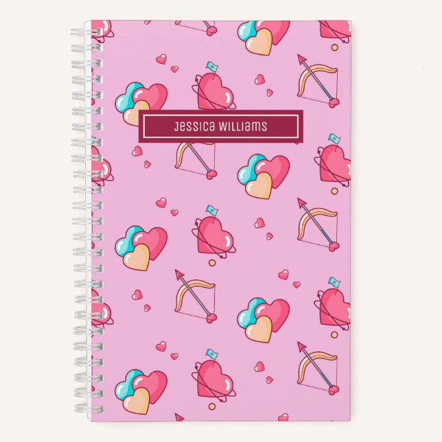 Carnet Cute Cupid Bow et Flèche Coeur Motif Amour Rétro (Recto)