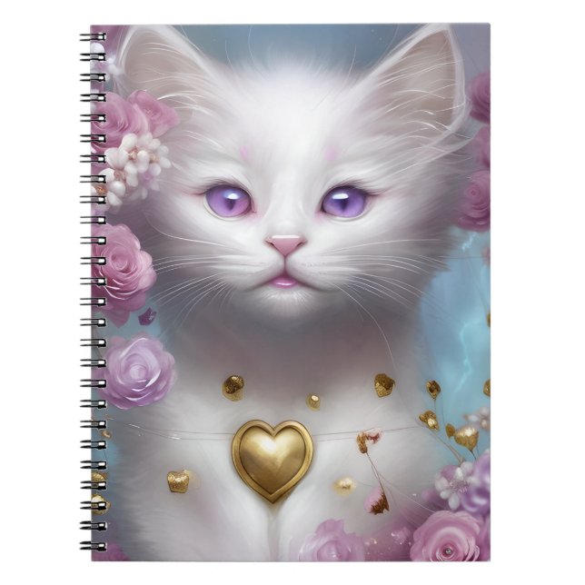 CARNET CUTE CUT FLUFY CUISINE BLANCHE AVEC FLEURS ROSES (Devant)