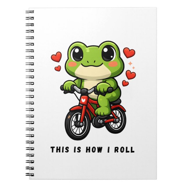 Carnet Cute Cycling Frog | Kawaii Frog Bicycle Art (Devant)