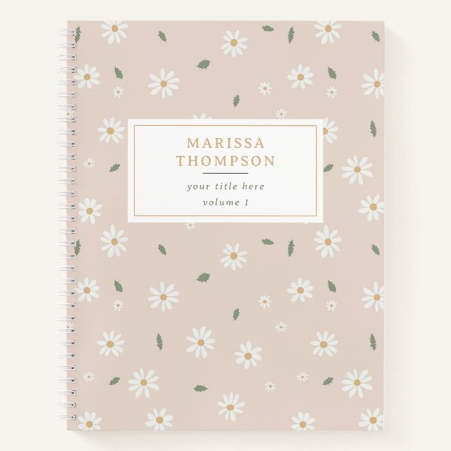 Carnet Cute Daisy Floral Blossoms & Greenery (Devant)